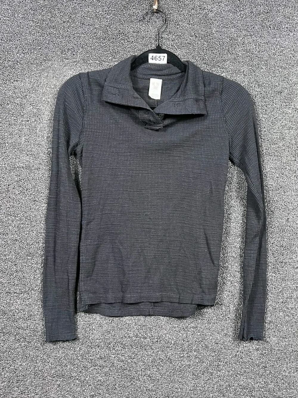 We The Free Long Sleeve Waffle Knit Mock Neck Thermal Top Womens Size XS Black